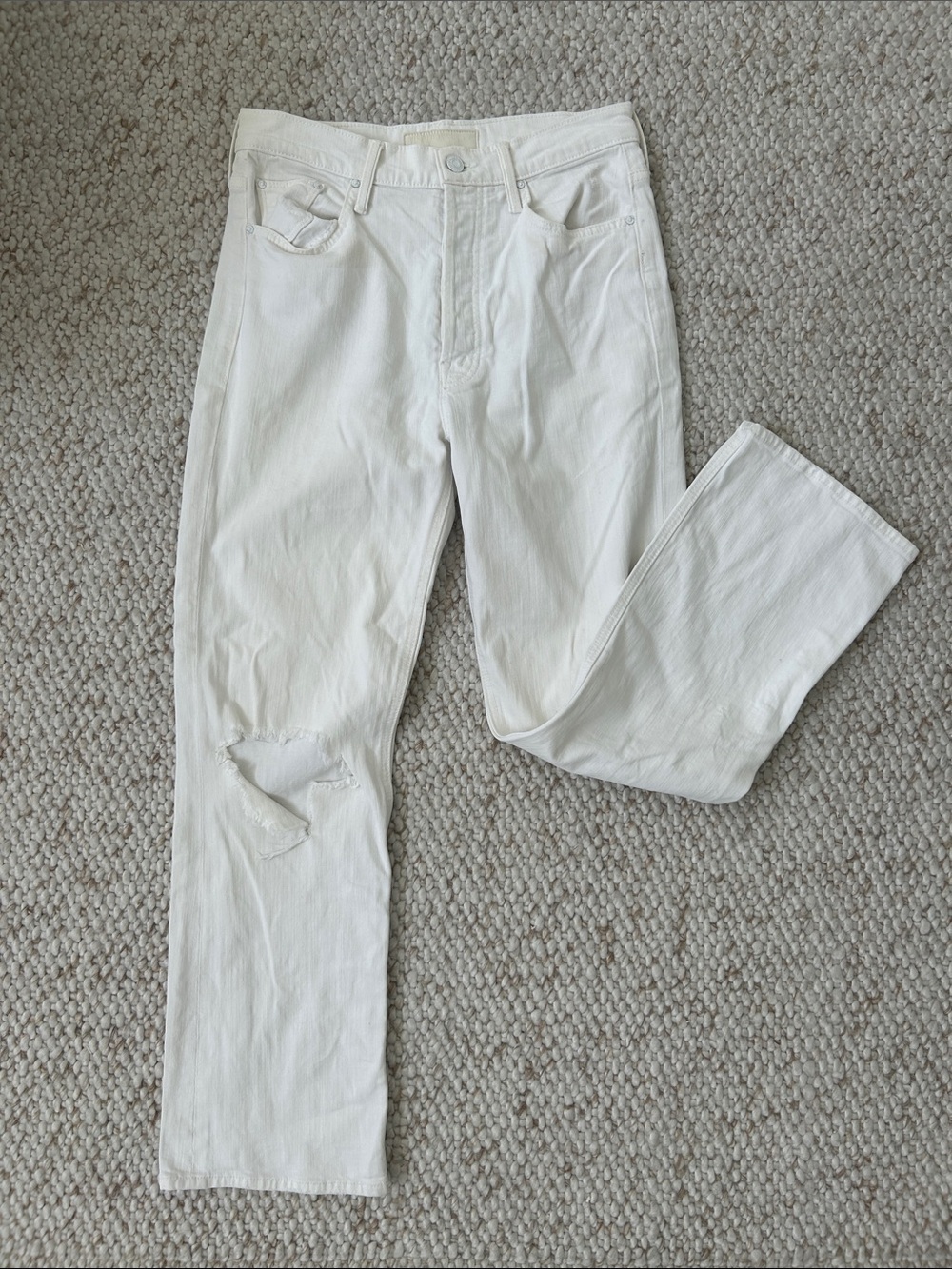 MOTHER The Tripper White Denim Jeans